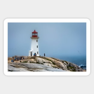 Peggys Cove Lighthouse on a Foggy Summer 's Day Sticker